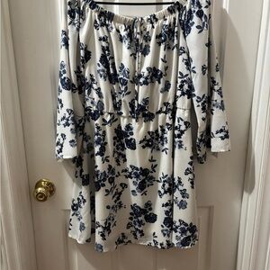 Altar'd State White and Blue Floral Mini Dress